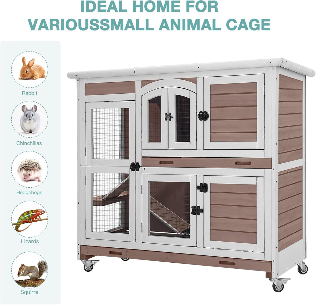 Rabbit Playpen，Small Animal Cage with Waterproof Mat, 48" L*48" W*24" H Metal Hedgehog with Door, C&C Cage for Guinea Pigs, Bunny, Hedgehogs, Chinchillas(Playpen Only)