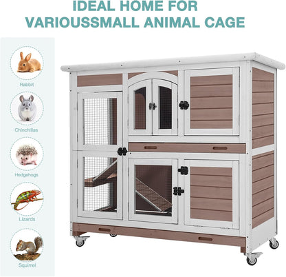 Rabbit Playpen，Small Animal Cage with Waterproof Mat, 48" L*48" W*24" H Metal Hedgehog with Door, C&C Cage for Guinea Pigs, Bunny, Hedgehogs, Chinchillas(Playpen Only)
