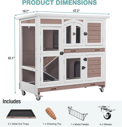 Rabbit Playpen，Small Animal Cage with Waterproof Mat, 48" L*48" W*24" H Metal Hedgehog with Door, C&C Cage for Guinea Pigs, Bunny, Hedgehogs, Chinchillas(Playpen Only)