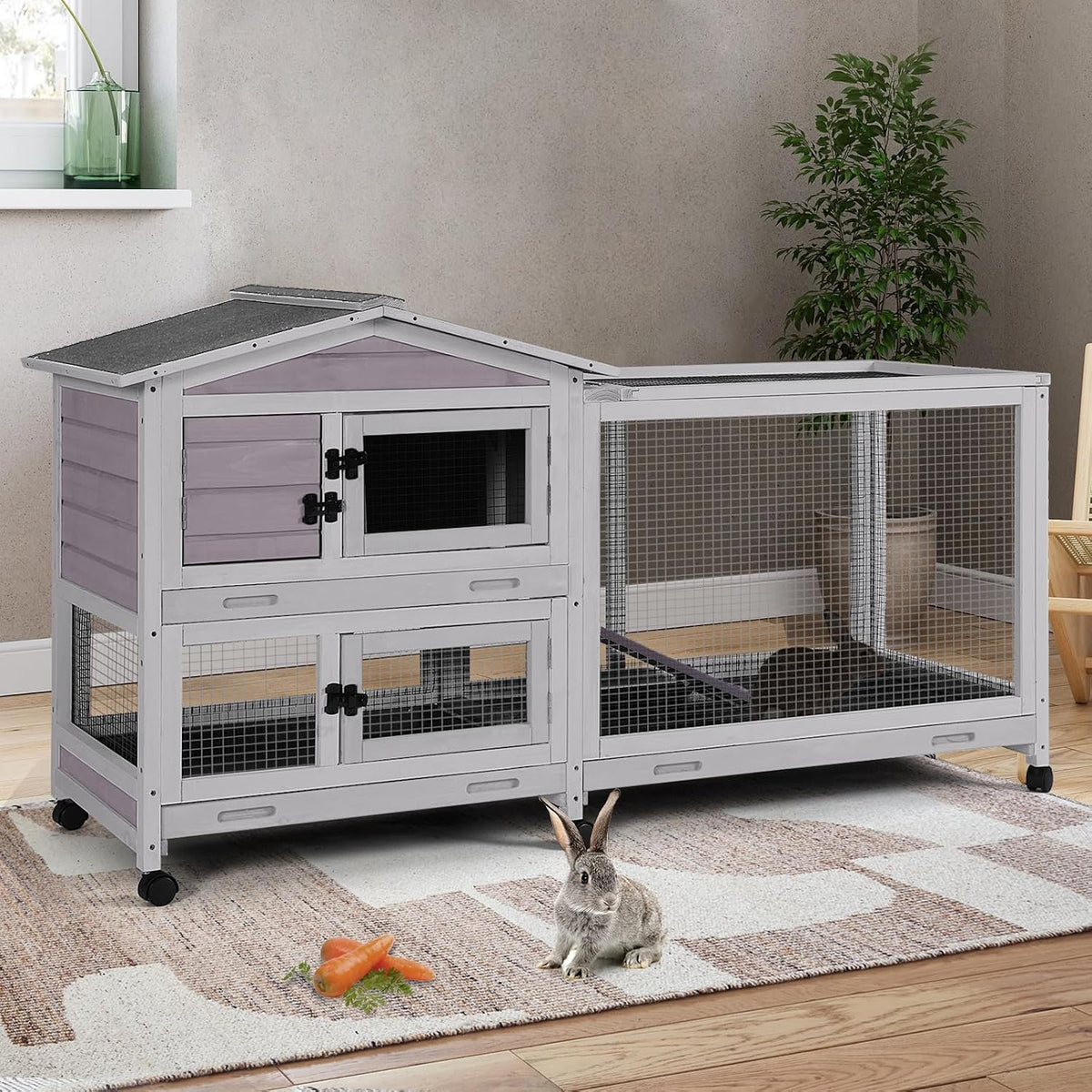 Rabbit Playpen，Small Animal Cage with Waterproof Mat, 48" L*48" W*24" H Metal Hedgehog with Door, C&C Cage for Guinea Pigs, Bunny, Hedgehogs, Chinchillas(Playpen Only)