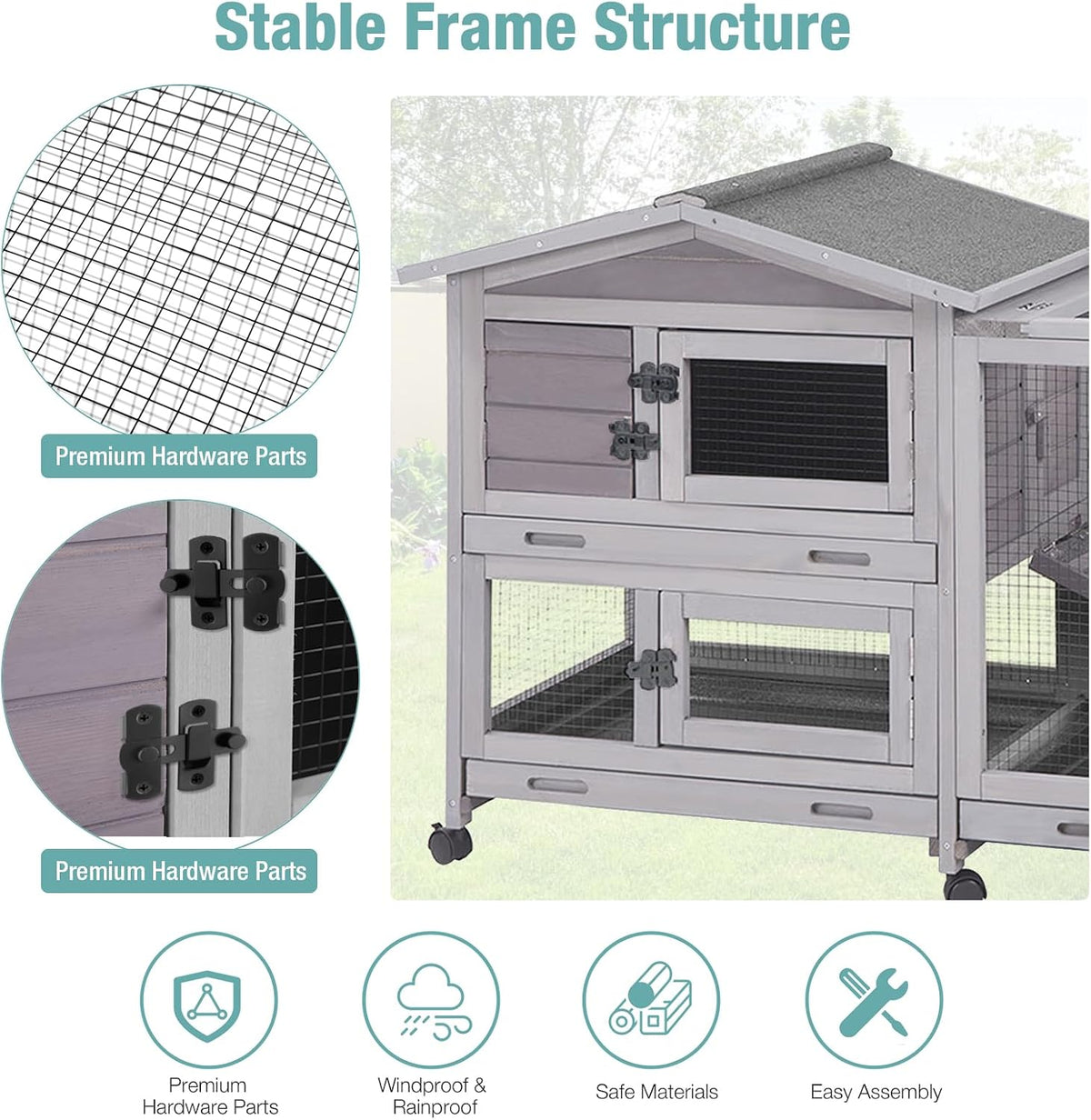 Rabbit Playpen，Small Animal Cage with Waterproof Mat, 48" L*48" W*24" H Metal Hedgehog with Door, C&C Cage for Guinea Pigs, Bunny, Hedgehogs, Chinchillas(Playpen Only)