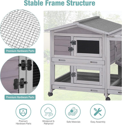 Rabbit Playpen，Small Animal Cage with Waterproof Mat, 48" L*48" W*24" H Metal Hedgehog with Door, C&C Cage for Guinea Pigs, Bunny, Hedgehogs, Chinchillas(Playpen Only)