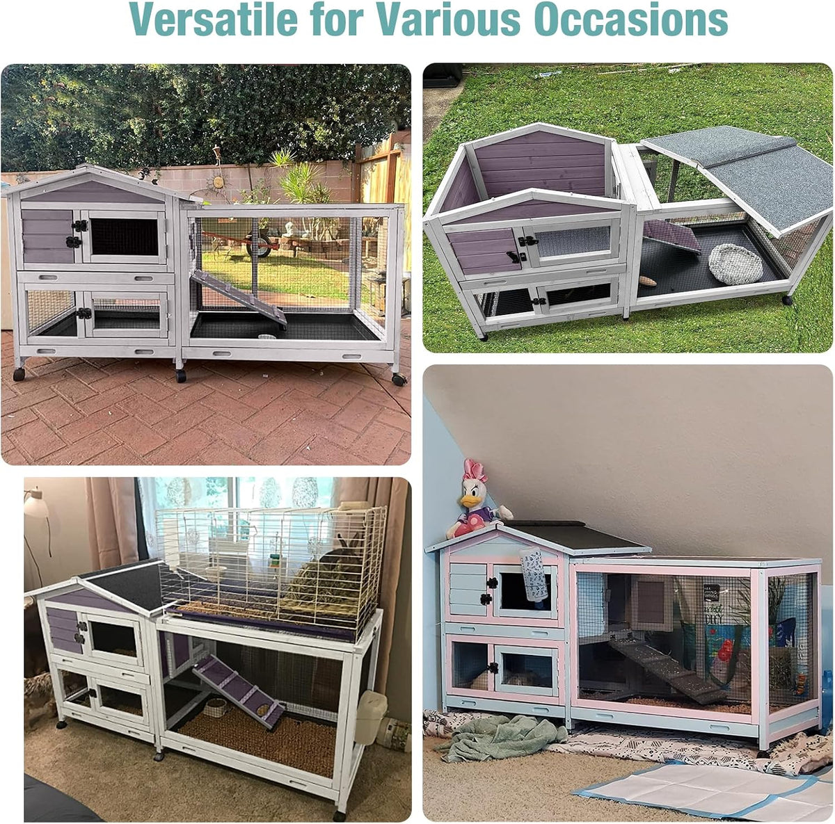 Rabbit Playpen，Small Animal Cage with Waterproof Mat, 48" L*48" W*24" H Metal Hedgehog with Door, C&C Cage for Guinea Pigs, Bunny, Hedgehogs, Chinchillas(Playpen Only)