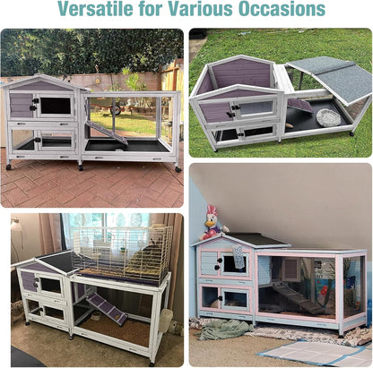 Rabbit Playpen，Small Animal Cage with Waterproof Mat, 48" L*48" W*24" H Metal Hedgehog with Door, C&C Cage for Guinea Pigs, Bunny, Hedgehogs, Chinchillas(Playpen Only)