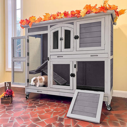 Rabbit Playpen，Small Animal Cage with Waterproof Mat, 48" L*48" W*24" H Metal Hedgehog with Door, C&C Cage for Guinea Pigs, Bunny, Hedgehogs, Chinchillas(Playpen Only)