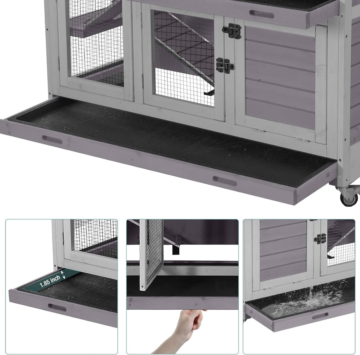 Rabbit Playpen，Small Animal Cage with Waterproof Mat, 48" L*48" W*24" H Metal Hedgehog with Door, C&C Cage for Guinea Pigs, Bunny, Hedgehogs, Chinchillas(Playpen Only)