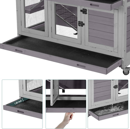 Rabbit Playpen，Small Animal Cage with Waterproof Mat, 48" L*48" W*24" H Metal Hedgehog with Door, C&C Cage for Guinea Pigs, Bunny, Hedgehogs, Chinchillas(Playpen Only)