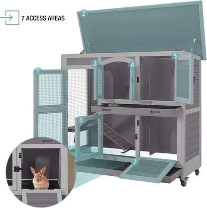 Rabbit Playpen，Small Animal Cage with Waterproof Mat, 48" L*48" W*24" H Metal Hedgehog with Door, C&C Cage for Guinea Pigs, Bunny, Hedgehogs, Chinchillas(Playpen Only)