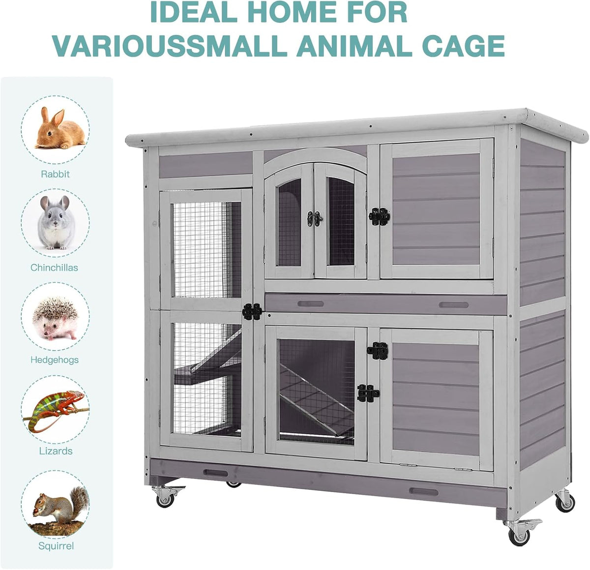 Rabbit Playpen，Small Animal Cage with Waterproof Mat, 48" L*48" W*24" H Metal Hedgehog with Door, C&C Cage for Guinea Pigs, Bunny, Hedgehogs, Chinchillas(Playpen Only)