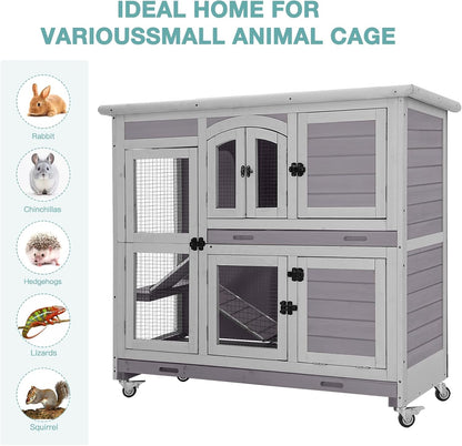 Rabbit Playpen，Small Animal Cage with Waterproof Mat, 48" L*48" W*24" H Metal Hedgehog with Door, C&C Cage for Guinea Pigs, Bunny, Hedgehogs, Chinchillas(Playpen Only)