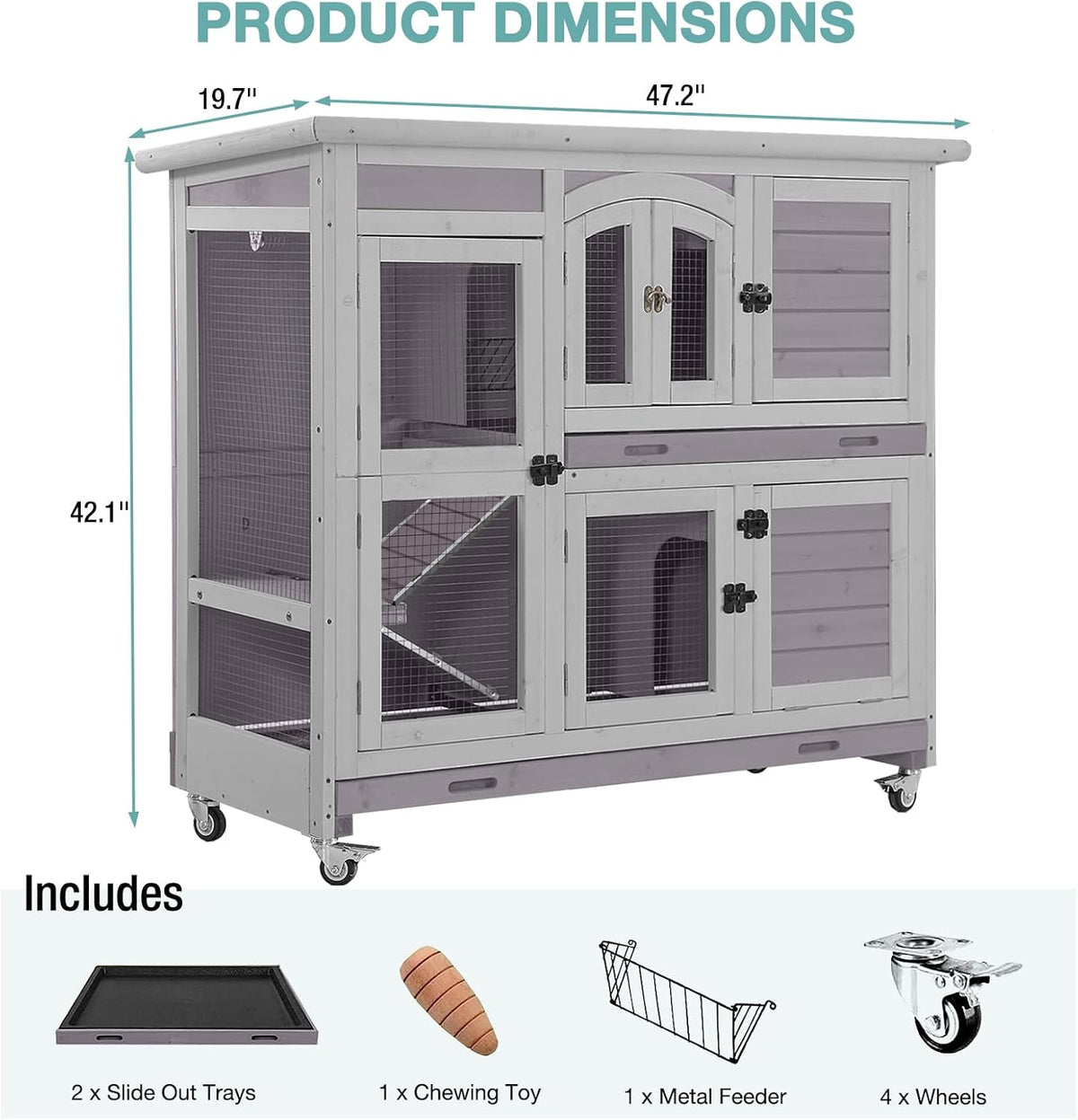 Rabbit Playpen，Small Animal Cage with Waterproof Mat, 48" L*48" W*24" H Metal Hedgehog with Door, C&C Cage for Guinea Pigs, Bunny, Hedgehogs, Chinchillas(Playpen Only)