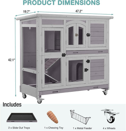 Rabbit Playpen，Small Animal Cage with Waterproof Mat, 48" L*48" W*24" H Metal Hedgehog with Door, C&C Cage for Guinea Pigs, Bunny, Hedgehogs, Chinchillas(Playpen Only)