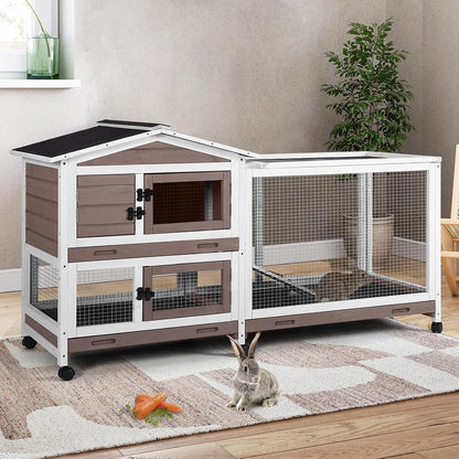 Rabbit Playpen，Small Animal Cage with Waterproof Mat, 48" L*48" W*24" H Metal Hedgehog with Door, C&C Cage for Guinea Pigs, Bunny, Hedgehogs, Chinchillas(Playpen Only)