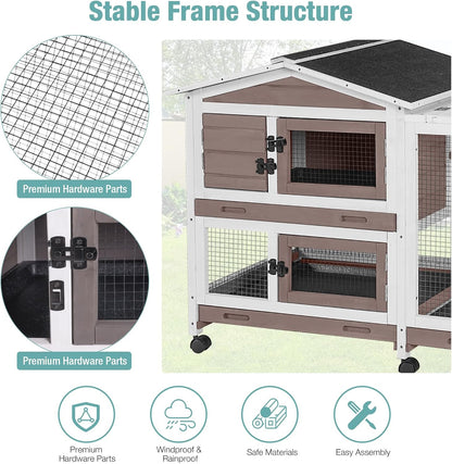 Rabbit Playpen，Small Animal Cage with Waterproof Mat, 48" L*48" W*24" H Metal Hedgehog with Door, C&C Cage for Guinea Pigs, Bunny, Hedgehogs, Chinchillas(Playpen Only)