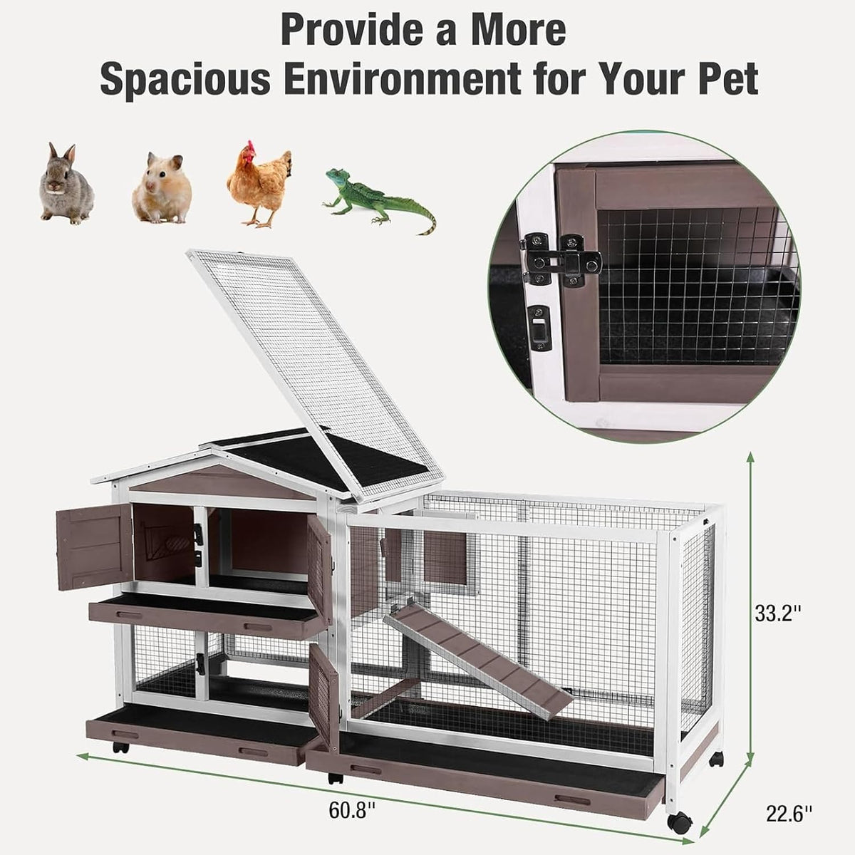 Rabbit Playpen，Small Animal Cage with Waterproof Mat, 48" L*48" W*24" H Metal Hedgehog with Door, C&C Cage for Guinea Pigs, Bunny, Hedgehogs, Chinchillas(Playpen Only)