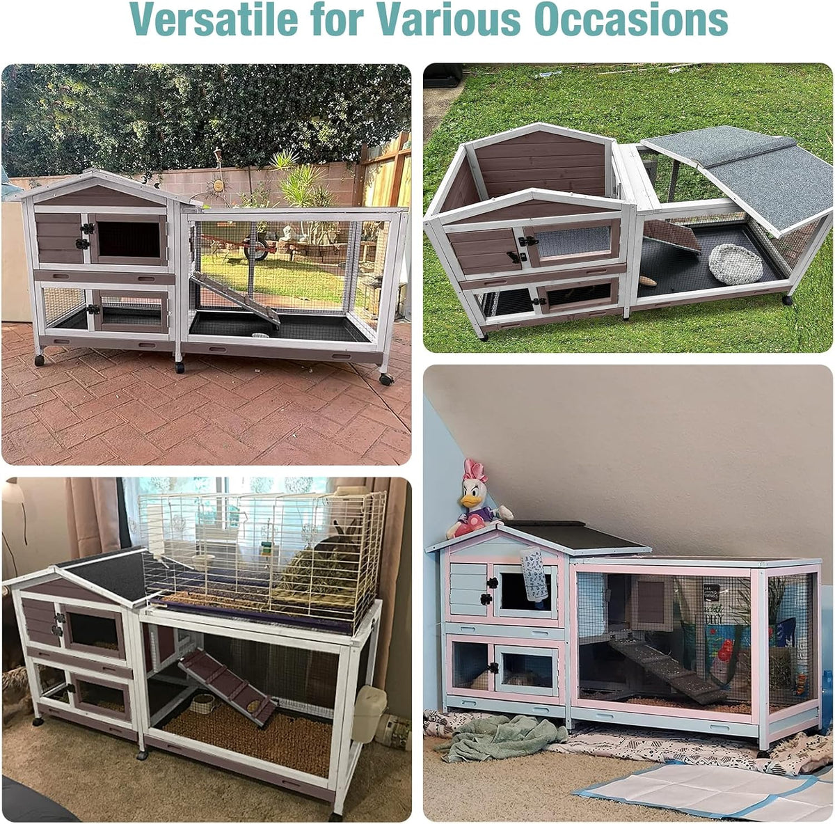 Rabbit Playpen，Small Animal Cage with Waterproof Mat, 48" L*48" W*24" H Metal Hedgehog with Door, C&C Cage for Guinea Pigs, Bunny, Hedgehogs, Chinchillas(Playpen Only)