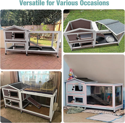 Rabbit Playpen，Small Animal Cage with Waterproof Mat, 48" L*48" W*24" H Metal Hedgehog with Door, C&C Cage for Guinea Pigs, Bunny, Hedgehogs, Chinchillas(Playpen Only)