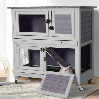 Rabbit Playpen，Small Animal Cage with Waterproof Mat, 48" L*48" W*24" H Metal Hedgehog with Door, C&C Cage for Guinea Pigs, Bunny, Hedgehogs, Chinchillas(Playpen Only)