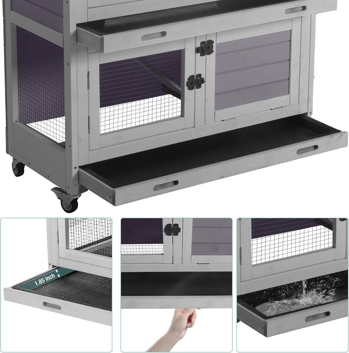 Rabbit Playpen，Small Animal Cage with Waterproof Mat, 48" L*48" W*24" H Metal Hedgehog with Door, C&C Cage for Guinea Pigs, Bunny, Hedgehogs, Chinchillas(Playpen Only)