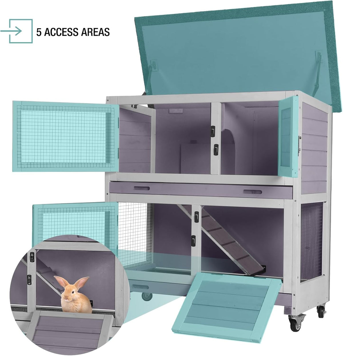 Rabbit Playpen，Small Animal Cage with Waterproof Mat, 48" L*48" W*24" H Metal Hedgehog with Door, C&C Cage for Guinea Pigs, Bunny, Hedgehogs, Chinchillas(Playpen Only)