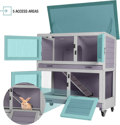 Rabbit Playpen，Small Animal Cage with Waterproof Mat, 48" L*48" W*24" H Metal Hedgehog with Door, C&C Cage for Guinea Pigs, Bunny, Hedgehogs, Chinchillas(Playpen Only)