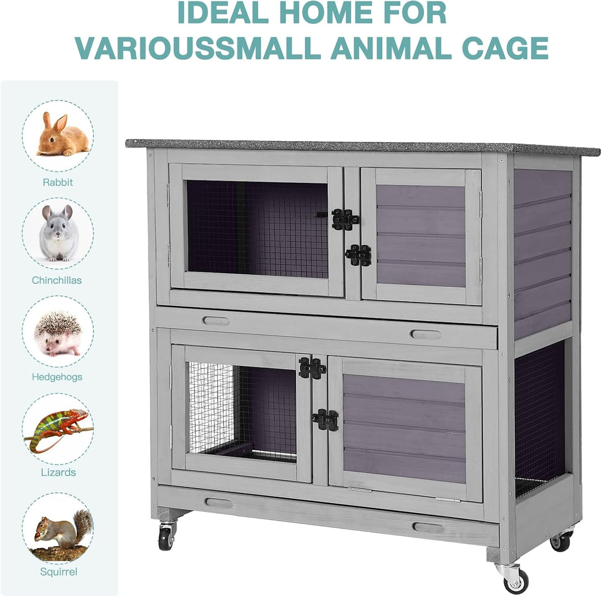 Rabbit Playpen，Small Animal Cage with Waterproof Mat, 48" L*48" W*24" H Metal Hedgehog with Door, C&C Cage for Guinea Pigs, Bunny, Hedgehogs, Chinchillas(Playpen Only)