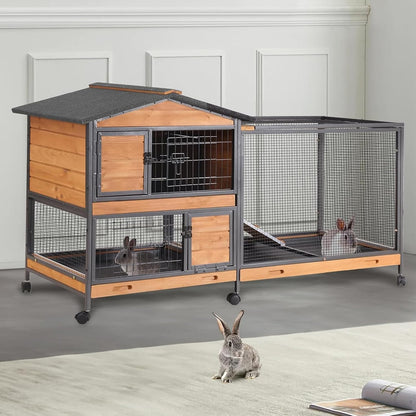 Rabbit Playpen，Small Animal Cage with Waterproof Mat, 48" L*48" W*24" H Metal Hedgehog with Door, C&C Cage for Guinea Pigs, Bunny, Hedgehogs, Chinchillas(Playpen Only)