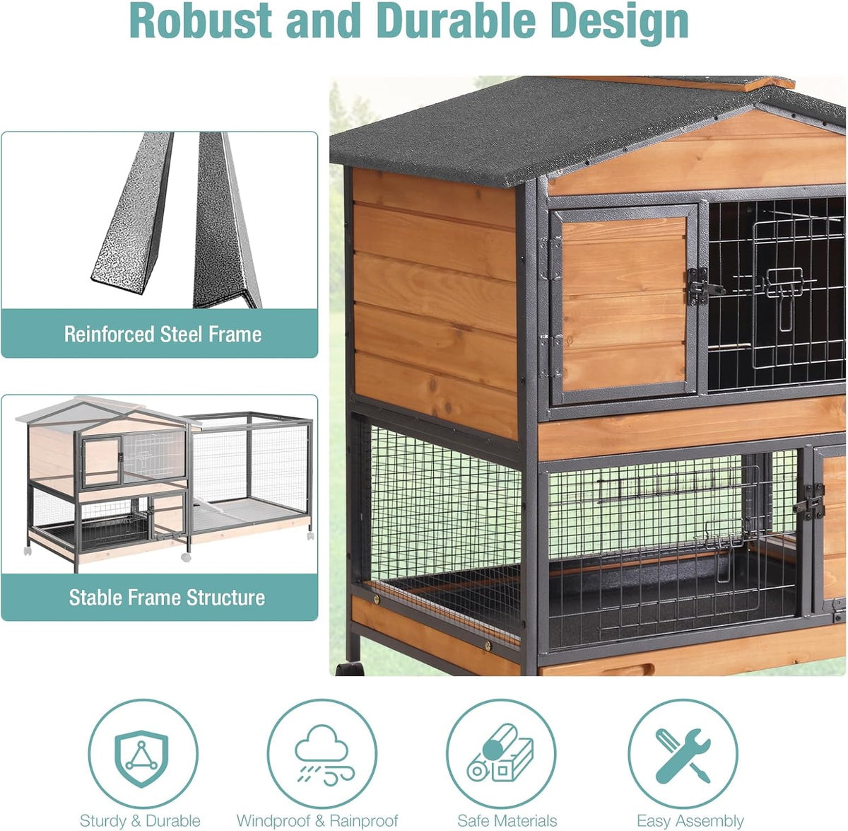 Rabbit Playpen，Small Animal Cage with Waterproof Mat, 48" L*48" W*24" H Metal Hedgehog with Door, C&C Cage for Guinea Pigs, Bunny, Hedgehogs, Chinchillas(Playpen Only)