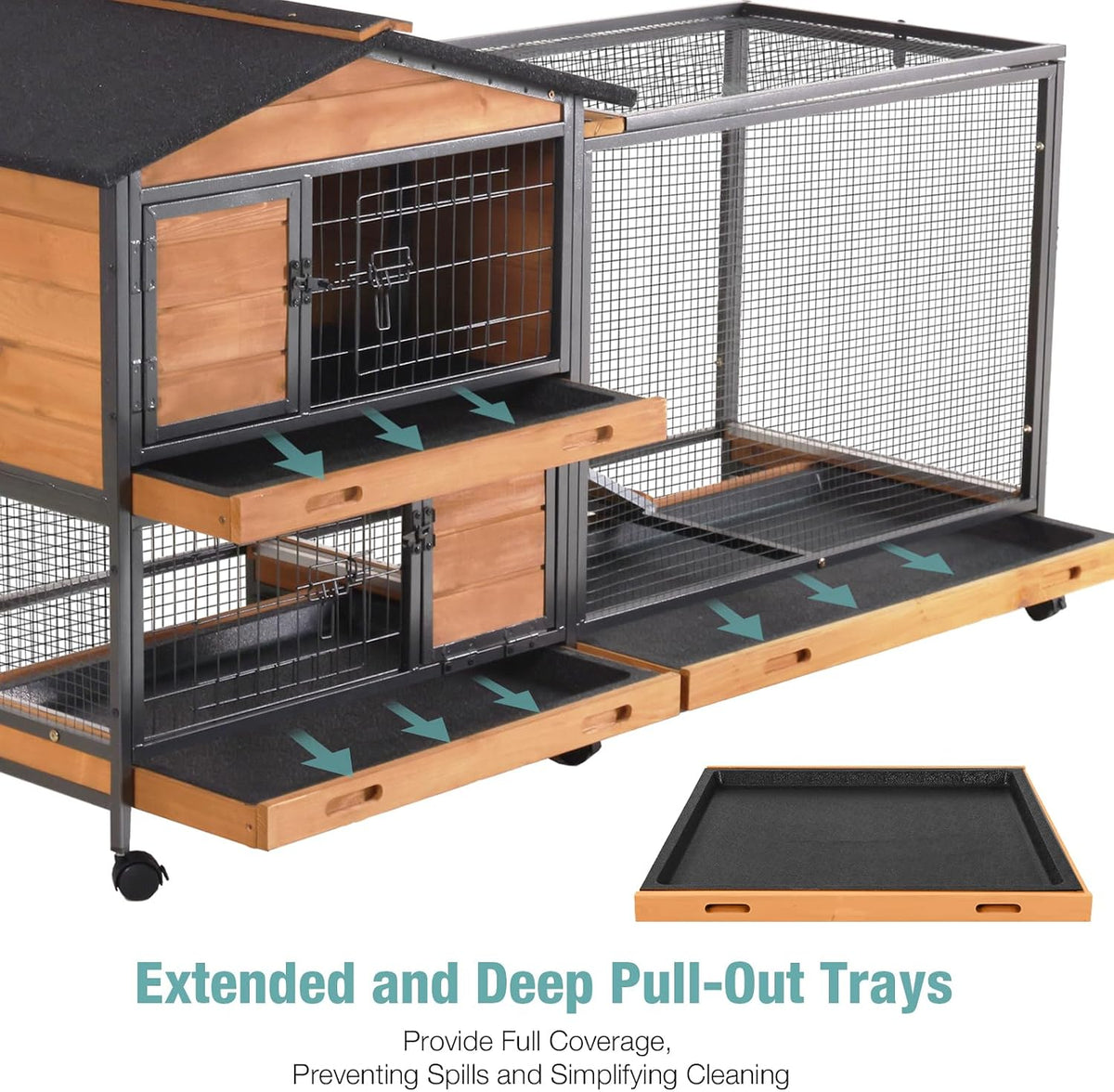 Rabbit Playpen，Small Animal Cage with Waterproof Mat, 48" L*48" W*24" H Metal Hedgehog with Door, C&C Cage for Guinea Pigs, Bunny, Hedgehogs, Chinchillas(Playpen Only)