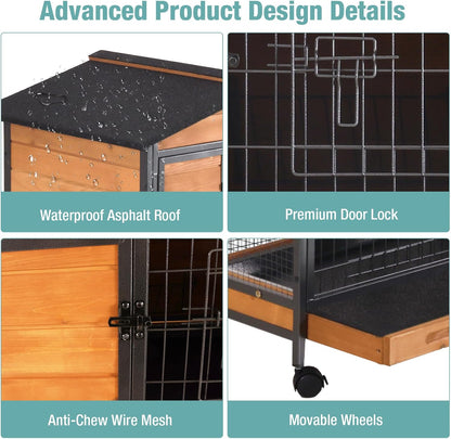 Rabbit Playpen，Small Animal Cage with Waterproof Mat, 48" L*48" W*24" H Metal Hedgehog with Door, C&C Cage for Guinea Pigs, Bunny, Hedgehogs, Chinchillas(Playpen Only)