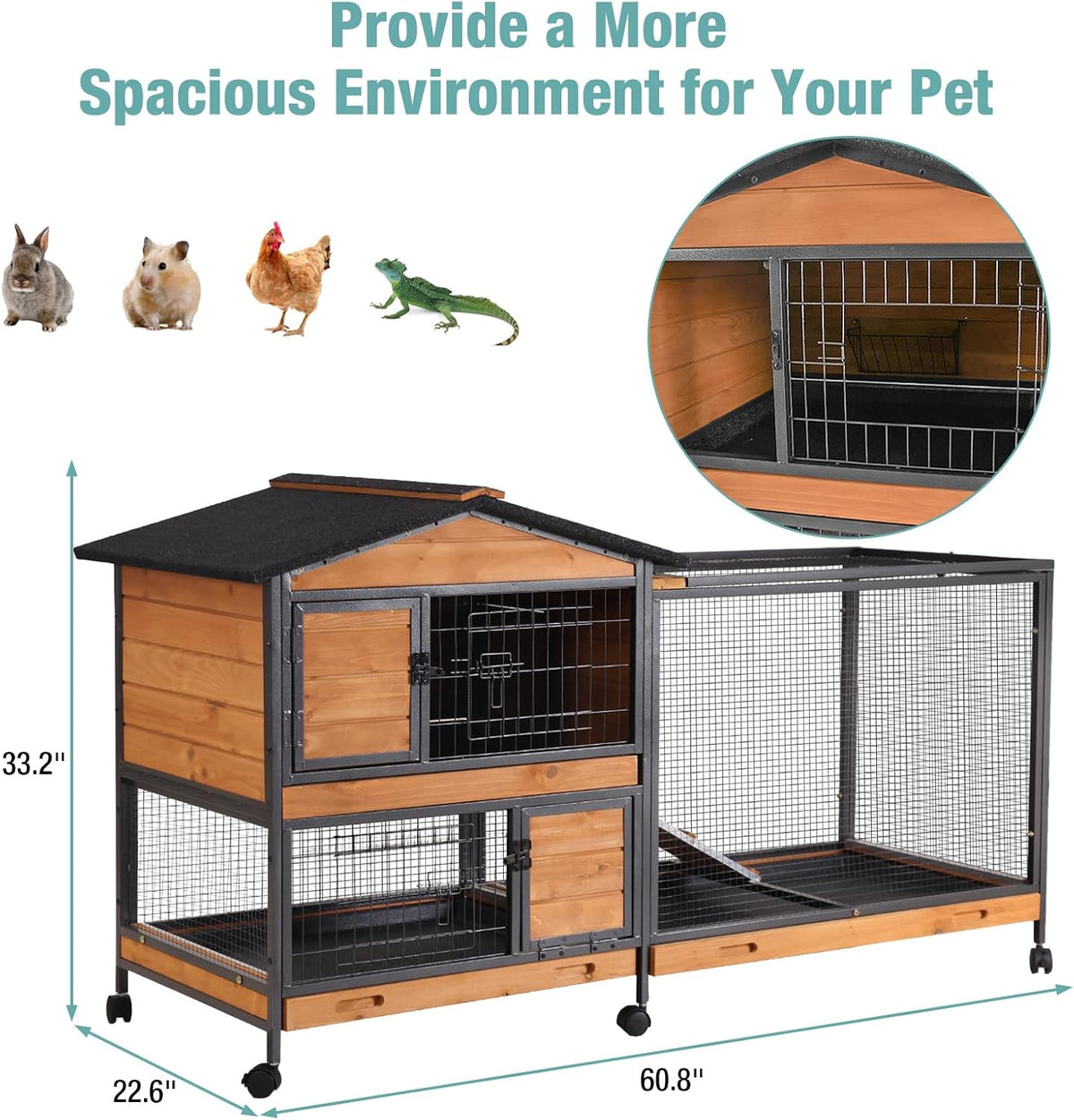 Rabbit Playpen，Small Animal Cage with Waterproof Mat, 48" L*48" W*24" H Metal Hedgehog with Door, C&C Cage for Guinea Pigs, Bunny, Hedgehogs, Chinchillas(Playpen Only)