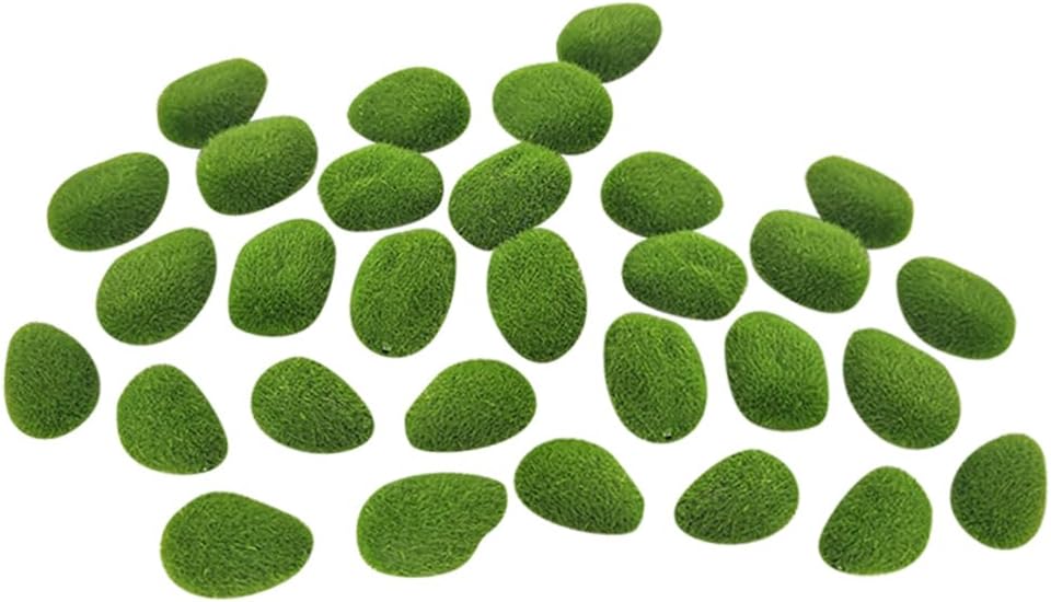 30 Pcs Artificial Moss Rocks 3 Size Green Moss Covered Stones Fake Moss Decor Decorative Moss Balls for Fairy Gardens Floral Arrangements Craft