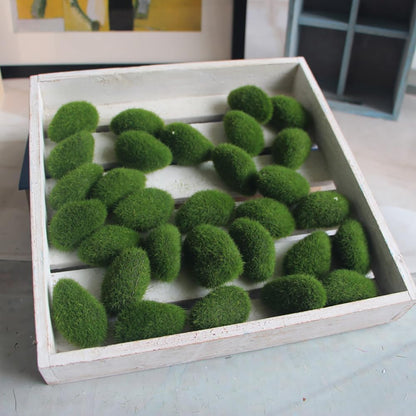 30 Pcs Artificial Moss Rocks 3 Size Green Moss Covered Stones Fake Moss Decor Decorative Moss Balls for Fairy Gardens Floral Arrangements Craft
