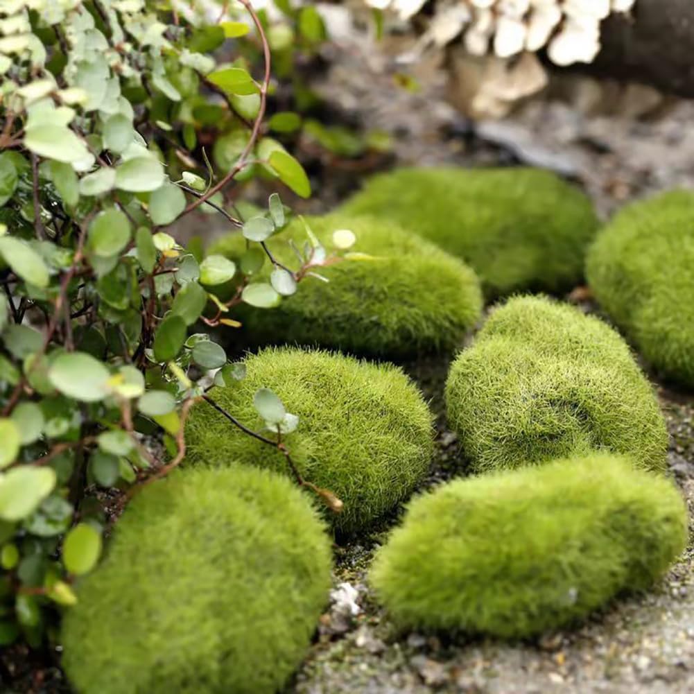 30 Pcs Artificial Moss Rocks 3 Size Green Moss Covered Stones Fake Moss Decor Decorative Moss Balls for Fairy Gardens Floral Arrangements Craft