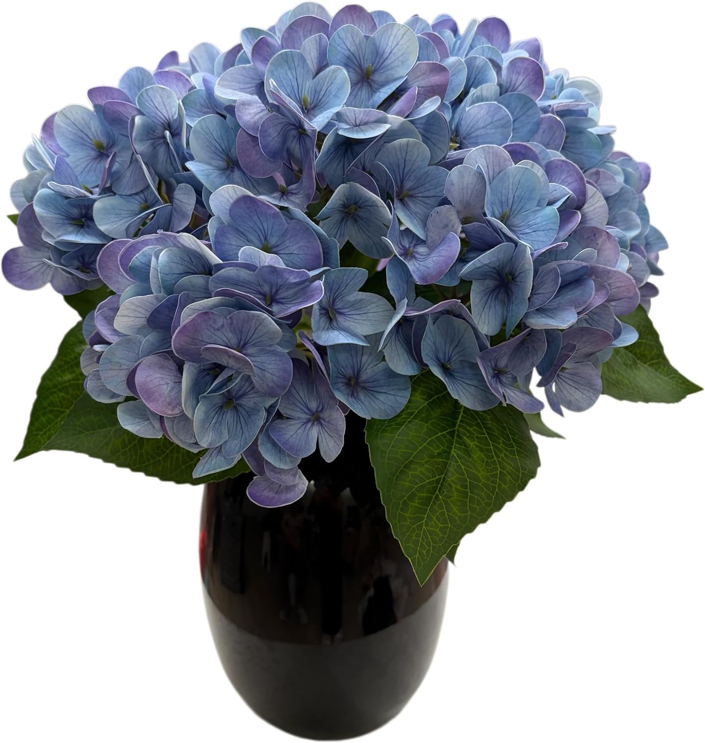 Hydrangea Artificial Flowers Bouquet with Stems, Latex Faux Hydrangea Flowers for Wedding, Home, Baby Shower, Table Centerpieces Decoration. (Blue)