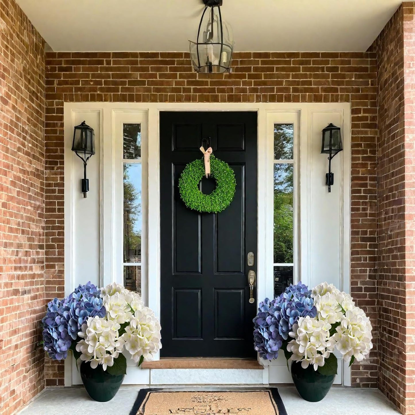 Hydrangea Artificial Flowers Bouquet with Stems, Latex Faux Hydrangea Flowers for Wedding, Home, Baby Shower, Table Centerpieces Decoration. (Blue)