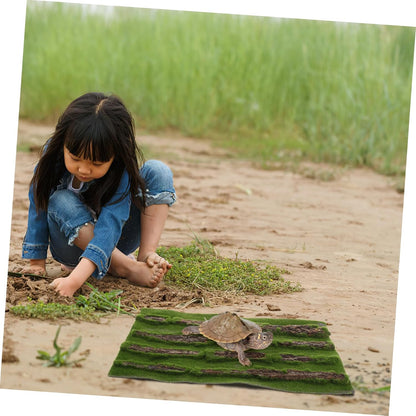 Multifunctional Reptile Tank Carpet Realistic Grass Rug for Turtle Basking Pad Aquarium Grass Mat Outdoor Rug