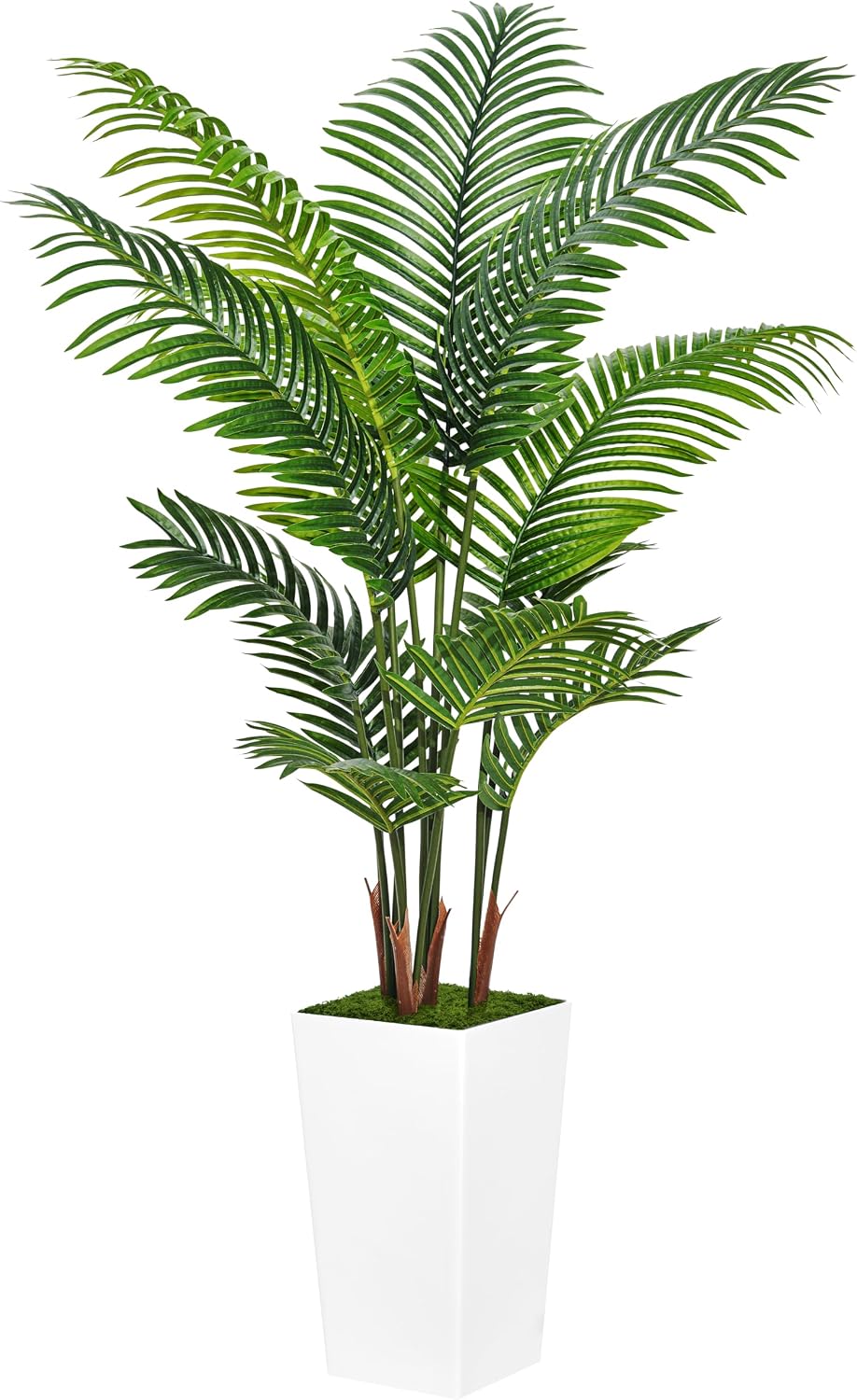 Artificial Plant 5FT Fake Palm Tree with White Tall Planter