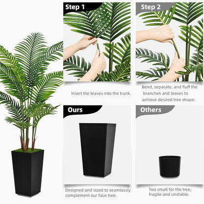 Artificial Plant 5FT Fake Palm Tree with White Tall Planter