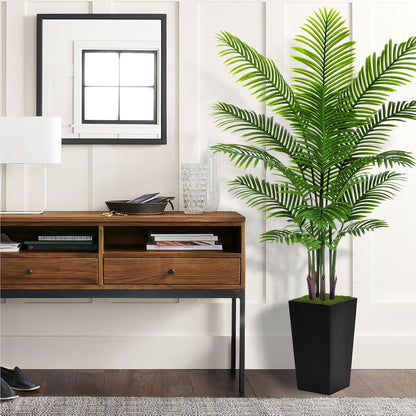 Artificial Plant 5FT Fake Palm Tree with White Tall Planter