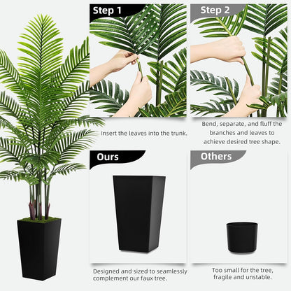 Artificial Plant 5FT Fake Palm Tree with White Tall Planter