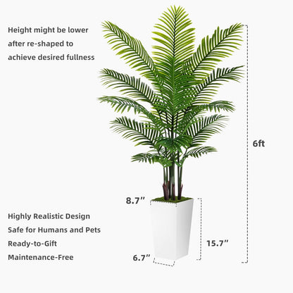 Artificial Plant 5FT Fake Palm Tree with White Tall Planter