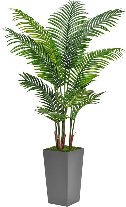 Artificial Plant 5FT Fake Palm Tree with White Tall Planter