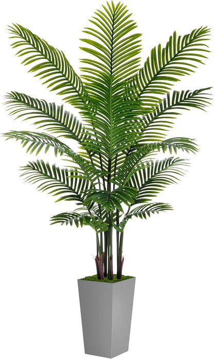 Artificial Plant 5FT Fake Palm Tree with White Tall Planter