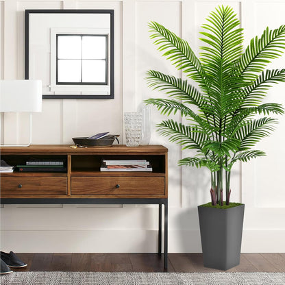 Artificial Plant 5FT Fake Palm Tree with White Tall Planter