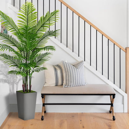 Artificial Plant 5FT Fake Palm Tree with White Tall Planter