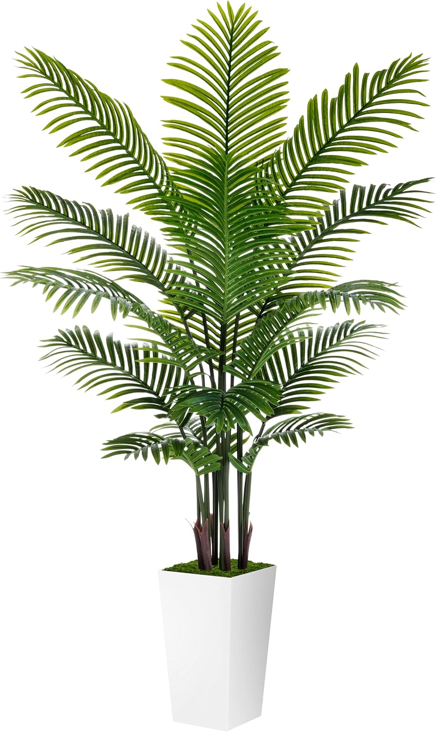 Artificial Plant 5FT Fake Palm Tree with White Tall Planter