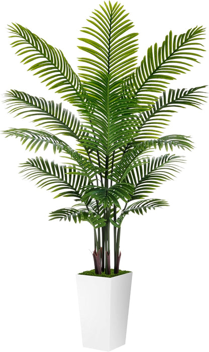 Artificial Plant 5FT Fake Palm Tree with White Tall Planter
