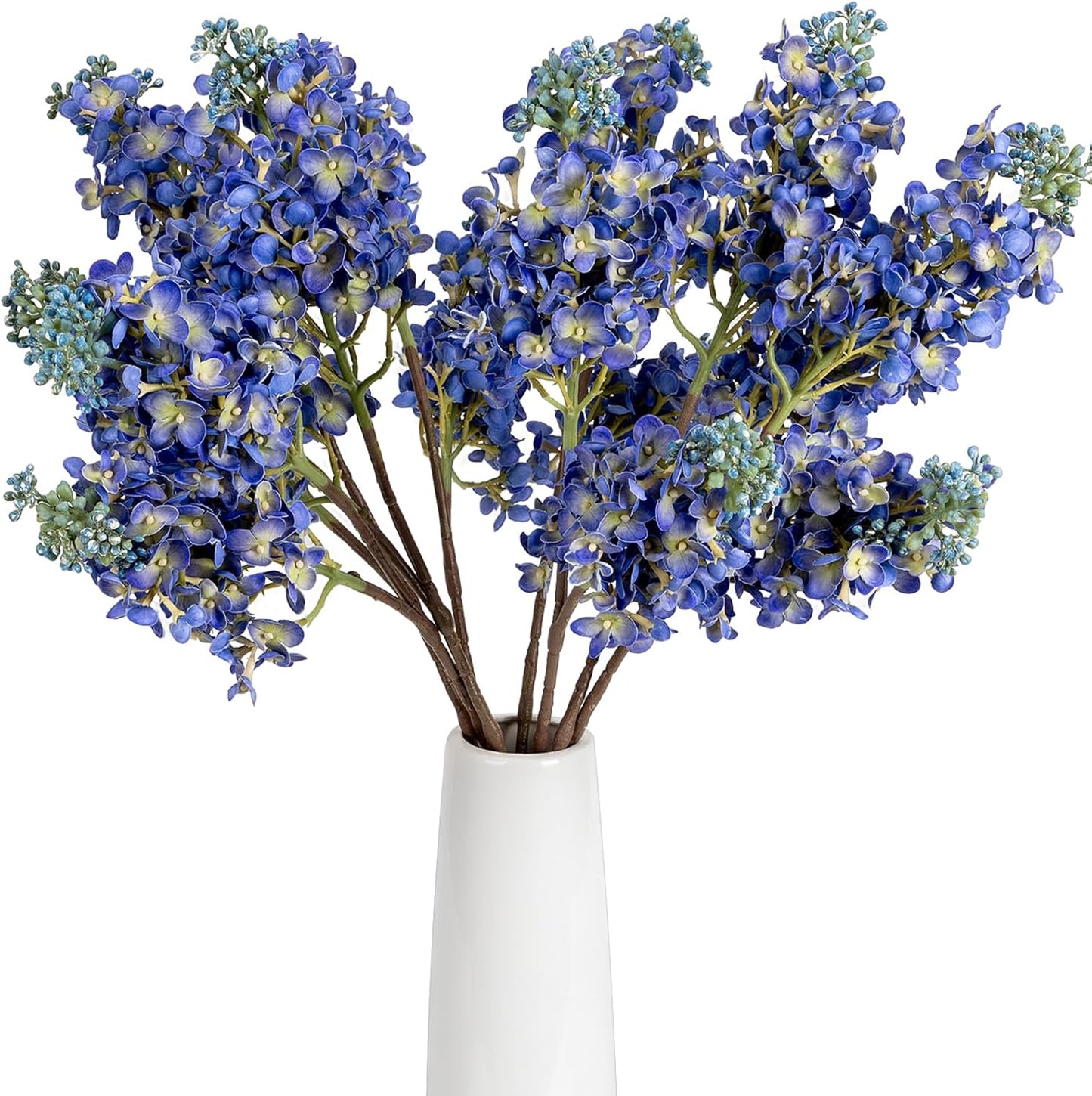 4PCS 25.6inch Lilac Artificial Flowers Purple Fake Delphinium Long Stem Silk Real Touch Flower Faux Lilac Floral Arrangement for Tall Vase Table Centerpieces Wedding Garden Home Decoration（Purple）