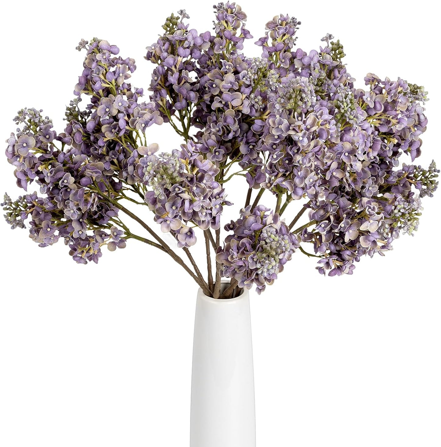 4PCS 25.6inch Lilac Artificial Flowers Purple Fake Delphinium Long Stem Silk Real Touch Flower Faux Lilac Floral Arrangement for Tall Vase Table Centerpieces Wedding Garden Home Decoration（Purple）